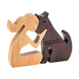 Maxbell 2xHand Carved Wood Dog Human Statue Wooden Man Dog Carving Model for Dog Lover