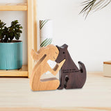 Maxbell 2xHand Carved Wood Dog Human Statue Wooden Man Dog Carving Model for Dog Lover