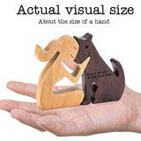 Maxbell 2xHand Carved Wood Dog Human Statue Wooden Man Dog Carving Model for Dog Lover