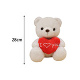 Heart Bear Stuffed Animal Valentines Day Gifts for Kids Lover Boys Girls white