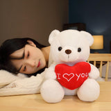 Heart Bear Stuffed Animal Valentines Day Gifts for Kids Lover Boys Girls white