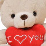Heart Bear Stuffed Animal Valentines Day Gifts for Kids Lover Boys Girls beige