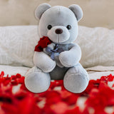 Kids Valentines Day Gifts Home Decor Anniversary Gifts Cute Bear Plush Dolls Gray 50cm