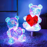 Glowing Bear Valentines Day Gifts for Kids with Heart LED Toy USB Girlfriend pink heart