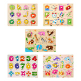 5 Pieces Children Wooden Puzzle Wooden Peg Puzzle for Toddlers for Birthdays