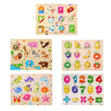 5 Pieces Children Wooden Puzzle Wooden Peg Puzzle for Toddlers for Birthdays