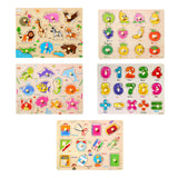 5 Pieces Children Wooden Puzzle Wooden Peg Puzzle for Toddlers for Birthdays