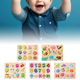 5 Pieces Children Wooden Puzzle Wooden Peg Puzzle for Toddlers for Birthdays