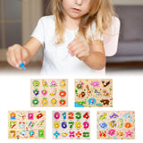 5 Pieces Children Wooden Puzzle Wooden Peg Puzzle for Toddlers for Birthdays