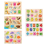 5 Pieces Children Wooden Puzzle Wooden Peg Puzzle for Toddlers for Birthdays