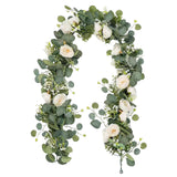 Maxbell 2xArtificial Vines Fake Eucalyptus Leaves Hanging Plants for Holiday Wall Home