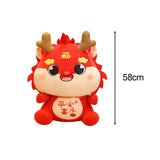 Dragon Stuffed Animal Chinese Dragon Plush Doll for Dorm Restaurant Holidays Red 58cm