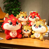 Dragon Stuffed Animal Chinese Dragon Plush Doll for Dorm Restaurant Holidays Red 58cm