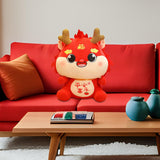 Dragon Stuffed Animal Chinese Dragon Plush Doll for Dorm Restaurant Holidays Red 58cm