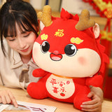 Dragon Stuffed Animal Chinese Dragon Plush Doll for Dorm Restaurant Holidays Red 58cm