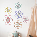 Woven Daisy Flowers Wall Decoration Chic Handmade for Indoor Nursery Bedroom