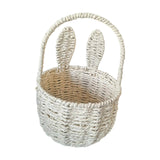 Maxbell 2xWoven Basket with Bunny Ears Easter Decor Hand Basket for Gifts Baby Shower