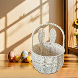 Maxbell 2xWoven Basket with Bunny Ears Easter Decor Hand Basket for Gifts Baby Shower