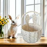 Maxbell 2xWoven Basket with Bunny Ears Easter Decor Hand Basket for Gifts Baby Shower