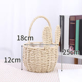 Maxbell 2xWoven Basket with Bunny Ears Easter Decor Hand Basket for Gifts Baby Shower
