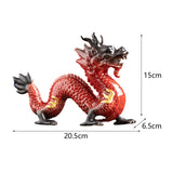 Traditional Chinese Porcelain Dragon Statue Figurine for Desk Office Stylish Red