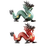 Traditional Chinese Porcelain Dragon Statue Figurine for Desk Office Stylish Red