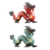 Traditional Chinese Porcelain Dragon Statue Figurine for Desk Office Stylish Red