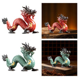 Traditional Chinese Porcelain Dragon Statue Figurine for Desk Office Stylish Red