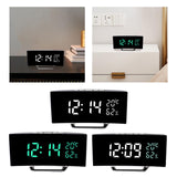 Maxbell LED Digital Alarm Clock Curved Screen Table Clock for Bedroom Classroom Dorm White