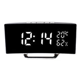Maxbell LED Digital Alarm Clock Curved Screen Table Clock for Bedroom Classroom Dorm White