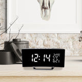 Maxbell LED Digital Alarm Clock Curved Screen Table Clock for Bedroom Classroom Dorm White