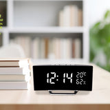 Maxbell LED Digital Alarm Clock Curved Screen Table Clock for Bedroom Classroom Dorm White