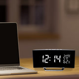 Maxbell LED Digital Alarm Clock Curved Screen Table Clock for Bedroom Classroom Dorm White