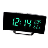 Maxbell LED Digital Alarm Clock Curved Screen Table Clock for Bedroom Classroom Dorm Green
