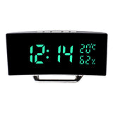 Maxbell LED Digital Alarm Clock Curved Screen Table Clock for Bedroom Classroom Dorm Green