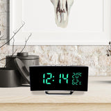 Maxbell LED Digital Alarm Clock Curved Screen Table Clock for Bedroom Classroom Dorm Green
