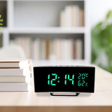 Maxbell LED Digital Alarm Clock Curved Screen Table Clock for Bedroom Classroom Dorm Green