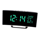 Maxbell LED Digital Alarm Clock Curved Screen Table Clock for Bedroom Classroom Dorm Green