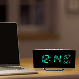 Maxbell LED Digital Alarm Clock Curved Screen Table Clock for Bedroom Classroom Dorm Green