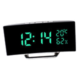 Maxbell LED Digital Alarm Clock Curved Screen Table Clock for Bedroom Classroom Dorm Green