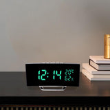 Maxbell LED Digital Alarm Clock Curved Screen Table Clock for Bedroom Classroom Dorm Green