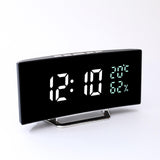 Maxbell LED Digital Alarm Clock Curved Screen Table Clock for Bedroom Classroom Dorm White Green