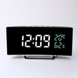 Maxbell LED Digital Alarm Clock Curved Screen Table Clock for Bedroom Classroom Dorm White Green