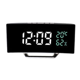Maxbell LED Digital Alarm Clock Curved Screen Table Clock for Bedroom Classroom Dorm White Green