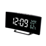 Maxbell LED Digital Alarm Clock Curved Screen Table Clock for Bedroom Classroom Dorm White Green
