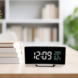 Maxbell LED Digital Alarm Clock Curved Screen Table Clock for Bedroom Classroom Dorm White Green