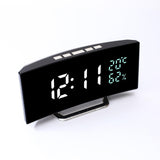 Maxbell LED Digital Alarm Clock Curved Screen Table Clock for Bedroom Classroom Dorm White Green