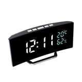 Maxbell LED Digital Alarm Clock Curved Screen Table Clock for Bedroom Classroom Dorm White Green