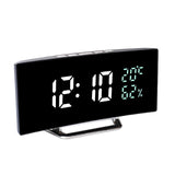 Maxbell LED Digital Alarm Clock Curved Screen Table Clock for Bedroom Classroom Dorm White Green