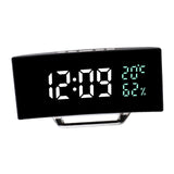 Maxbell LED Digital Alarm Clock Curved Screen Table Clock for Bedroom Classroom Dorm White Green